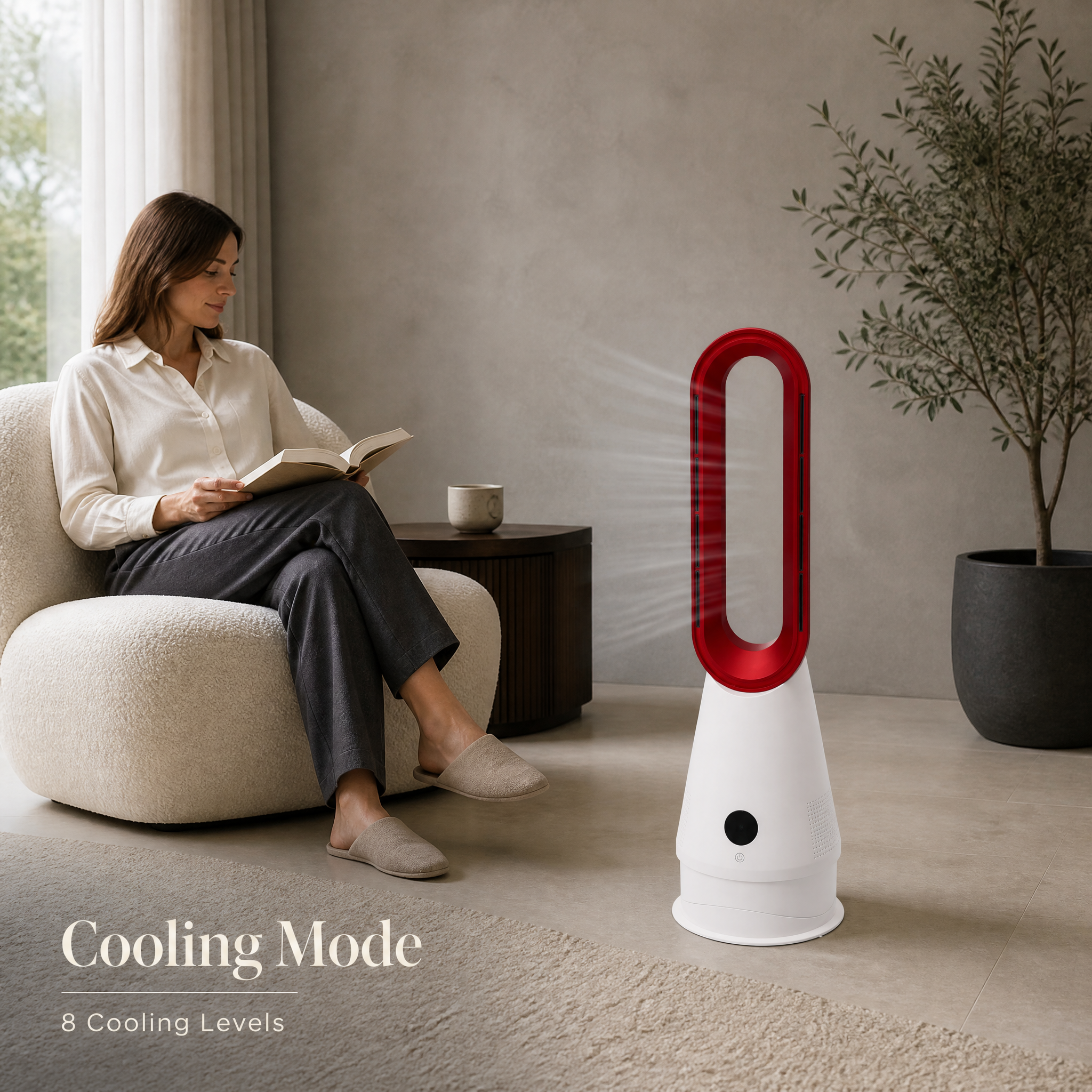 AM-020JR 2-in-1 Bladeless Fan Heater | Cooling and Heating for Every Season